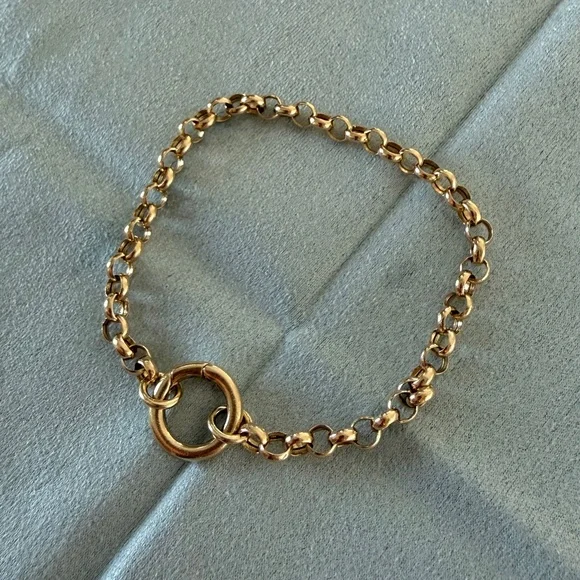 MEJURI 14K GOLD ROLO CHAIN CHARM BRACELET 6" - Picture 2 of 3